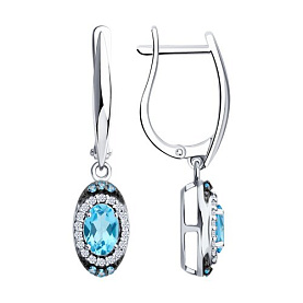 Серьги SOKOLOV - Серебро 925, Топаз, Фианит (арт. 92025344)