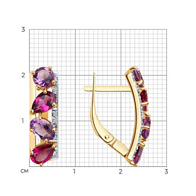 Серьги SOKOLOV - Золото 585, Аметист, Родолит, Фианит (арт. 728775)