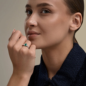 Кольцо SOKOLOV - Серебро 925, Агат, Фианит (арт. 92014883)