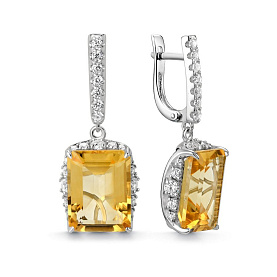 Серьги Дар - Серебро 925, Фианит, Цитрин (арт. С-5267рс40500)