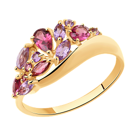 Кольцо SOKOLOV - Золото 375, Аметист, Родолит (арт. 37714393)