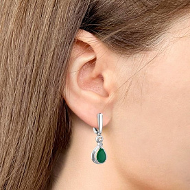 Серьги Аквамарин - Серебро 925, Агат, Фианит (арт. 45019409А.5)