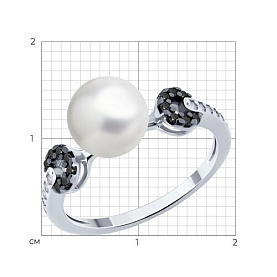 Кольцо SOKOLOV - Серебро 925, Жемчуг имитация, Фианит (арт. 94014416)