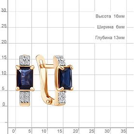 Серьги Аквамарин - Серебро 925, Синтетический сапфир , Фианит (арт. 400529АБ.6)