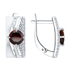 Серьги Diamant - Серебро 925, Гранат, Фианит (арт. 94-320-00788-2)