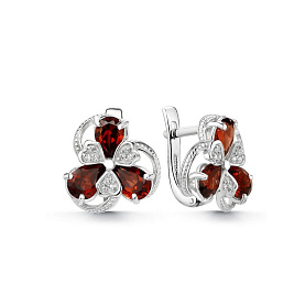 Серьги Дар - Серебро 925, Гранат, Фианит (арт. С-5245рс40400)