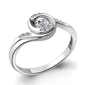 Кольцо Аквамарин - Серебро 925, Фианит (арт. 68933А.5)