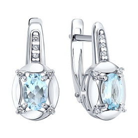 Серьги SOKOLOV - Серебро 925, Топаз, Фианит (арт. 92023286)