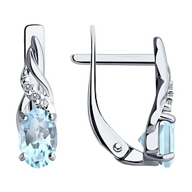 Серьги Diamant - Серебро 925, Топаз, Фианит (арт. 94-320-00177-1)