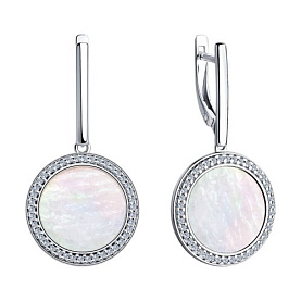 Серьги SOKOLOV - Серебро 925, Перламутр, Фианит (арт. 94023581)