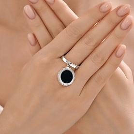 Кольцо SOKOLOV - Серебро 925, Оникс, Перламутр, Фианит (арт. 92014673)