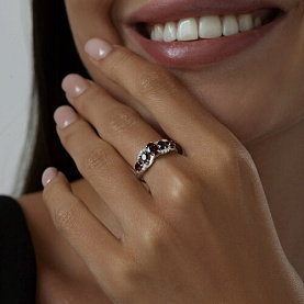 Кольцо SOKOLOV - Серебро 925, Гранат, Фианит (арт. 92011009)