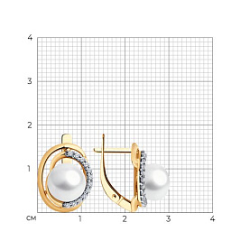 Серьги Diamant - Серебро 925, Жемчуг культивированный, Фианит (арт. 93-320-01927-1)