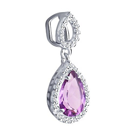 Подвеска SOKOLOV - Серебро 925, Аметист, Фианит (арт. 92030296)