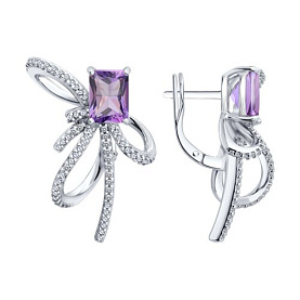 Серьги SOKOLOV - Серебро 925, Аметист, Фианит (арт. 92023301)