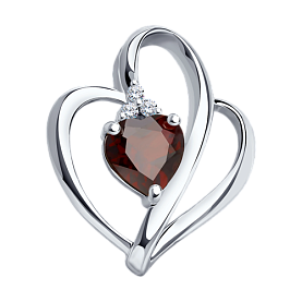 Подвеска SOKOLOV - Серебро 925, Гранат, Фианит (арт. 92030003)