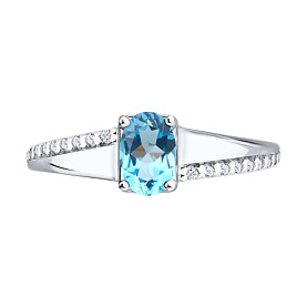 Кольцо SOKOLOV - Серебро 925, Топаз, Фианит (арт. 92014882)