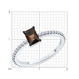 Кольцо SOKOLOV - Серебро 925, Раухтопаз, Фианит (арт. 92014442)