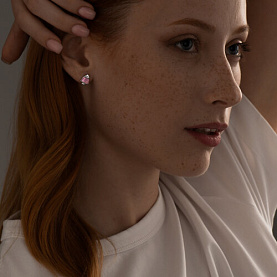 Серьги SOKOLOV - Серебро 925, Синтетический рубин (арт. 94025719)