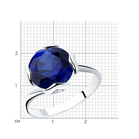 Кольцо SOKOLOV - Серебро 925, Синтетический сапфир , Фианит (арт. 92012130)