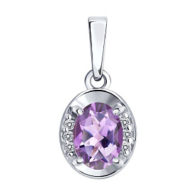 Подвеска SOKOLOV - Серебро 925, Аметист, Фианит (арт. 92030865)