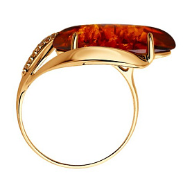 Кольцо SOKOLOV - Серебро 925, Фианит, Янтарь пресс. (арт. 83010031)