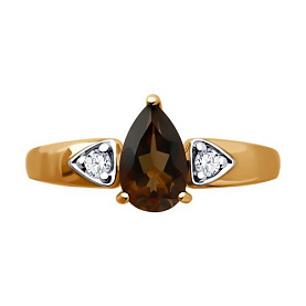 Кольцо SOKOLOV - Серебро 925, Раухтопаз, Фианит (арт. 92014505)