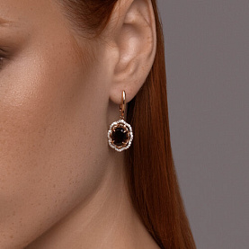 Серьги Diamant - Золото 585, Гранат, Фианит (арт. 51-321-02510-2)