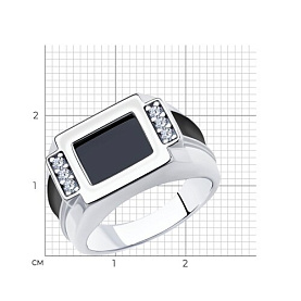 Кольцо Diamant - Серебро 925, Синтетическая шпинель, Фианит, Эмаль (арт. 94-112-00488-1)