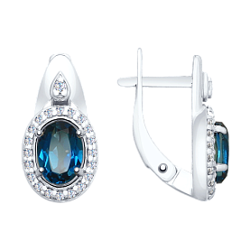 Серьги SOKOLOV - Серебро 925, Топаз лондон, Фианит (арт. 92021684)