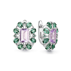 Серьги Дар - Серебро 925, Аметист, Празиолит (арт. Сэ-0084рс415912)