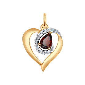 Подвеска SOKOLOV - Золото 375, Гранат, Фианит (арт. 37731485)