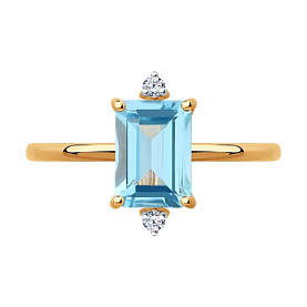 Кольцо SOKOLOV - Золото 375, Топаз, Фианит (арт. 37716150)