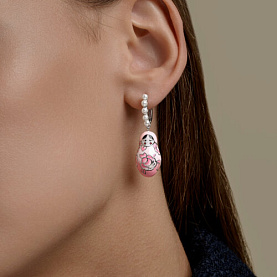 Серьги SOKOLOV - Серебро 925, Жемчуг имитация, Эмаль (арт. 94027503)