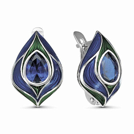 Серьги Красная пресня - Серебро 925, Синтетическая шпинель, Эмаль (арт. 3388998Д3)