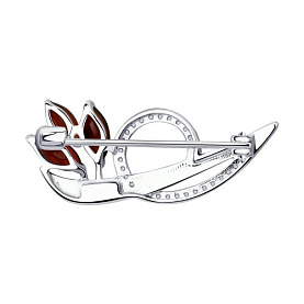 Брошь Diamant - Серебро 925, Гранат, Фианит (арт. 94-340-00702-1)