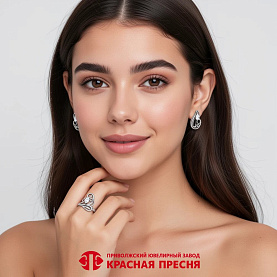Серьги Красная пресня - Серебро 925, Фианит (арт. 33817584)