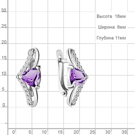Серьги Аквамарин - Серебро 925, Аметист, Фианит (арт. 4748204А.5)