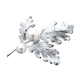 Брошь SOKOLOV - Серебро 925, Жемчуг имитация (арт. 94040132)