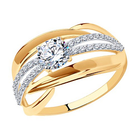 Кольцо SOKOLOV - Золото 375, Фианит (арт. 017425-4)