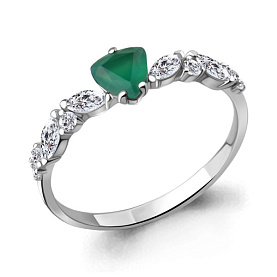 Кольцо Аквамарин - Серебро 925, Агат, Фианит (арт. 6954709А.5)