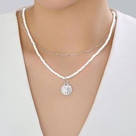 Колье SOKOLOV - Серебро 925, Жемчуг имитация, Фианит (арт. 94071335)