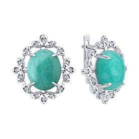 Серьги SOKOLOV - Серебро 925, Амазонит, Фианит (арт. 83020437)