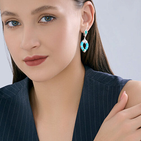 Серьги Diamant - Серебро 925, Фианит, Эмаль (арт. 94-121-00040-1)