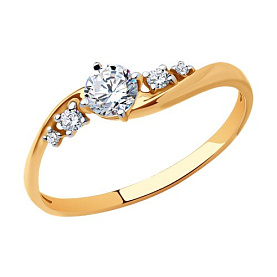 Кольцо SOKOLOV - Золото 585, Фианит (арт. 018977)