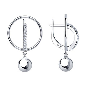 Серьги SOKOLOV - Серебро 925, Фианит (арт. 94024037)