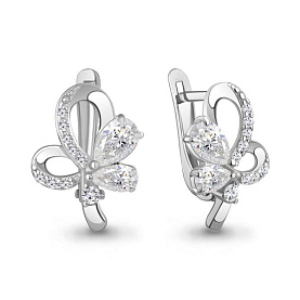 Серьги Аквамарин - Серебро 925, Фианит (арт. 400235А.5)