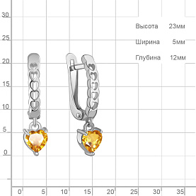 Серьги Аквамарин - Серебро 925, Цитрин (арт. 45015806.5)