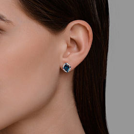 Серьги SOKOLOV - Золото 585, Топаз лондон, Фианит (арт. 728964)