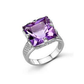 Кольцо Дар - Серебро 925, Аметист, Фианит (арт. К-5256рс40100)